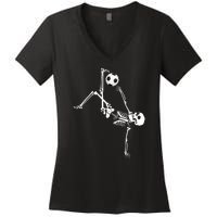 Skeleton Soccer Funny Women's V-Neck T-Shirt