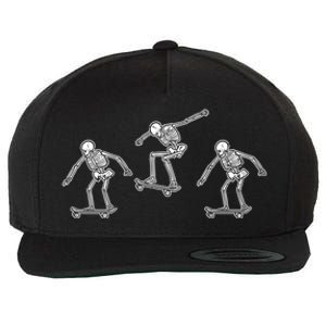 Skeletons Skateboarding Funny Halloween Skateboard Meaningful Gift Wool Snapback Cap