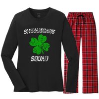 Shenanigans Squad Funny st patrick green saint irish  Women's Long Sleeve Flannel Pajama Set 