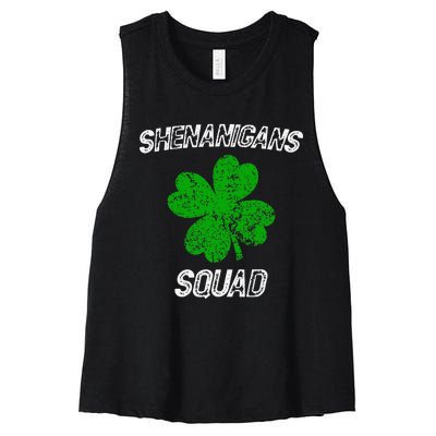 Shenanigans Squad Funny st patrick green saint irish  Women's Racerback Cropped Tank