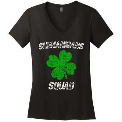 Shenanigans Squad Funny st patrick green saint irish  Women's V-Neck T-Shirt