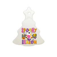 Spooky Season Floral Ghost Flower Halloween Cute Ceramic Tree Ornament