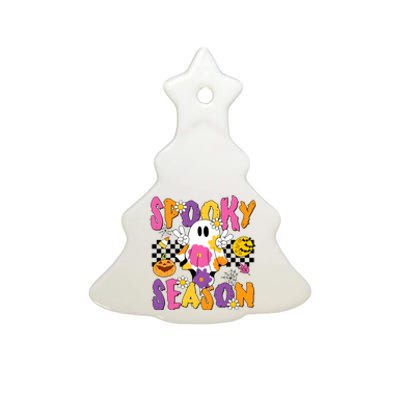 Spooky Season Floral Ghost Flower Halloween Cute Ceramic Tree Ornament