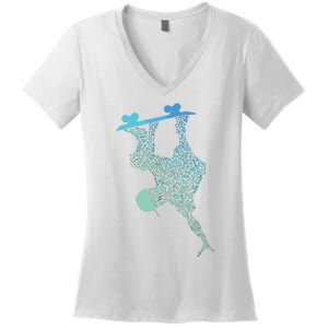 Skateboarding Shirts For Boy Skater Gear Skateboard Women's V-Neck T-Shirt