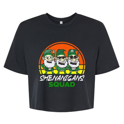 Shenanigans Squad Funny Gnomes st patrick green irish Bella+Canvas Jersey Crop Tee