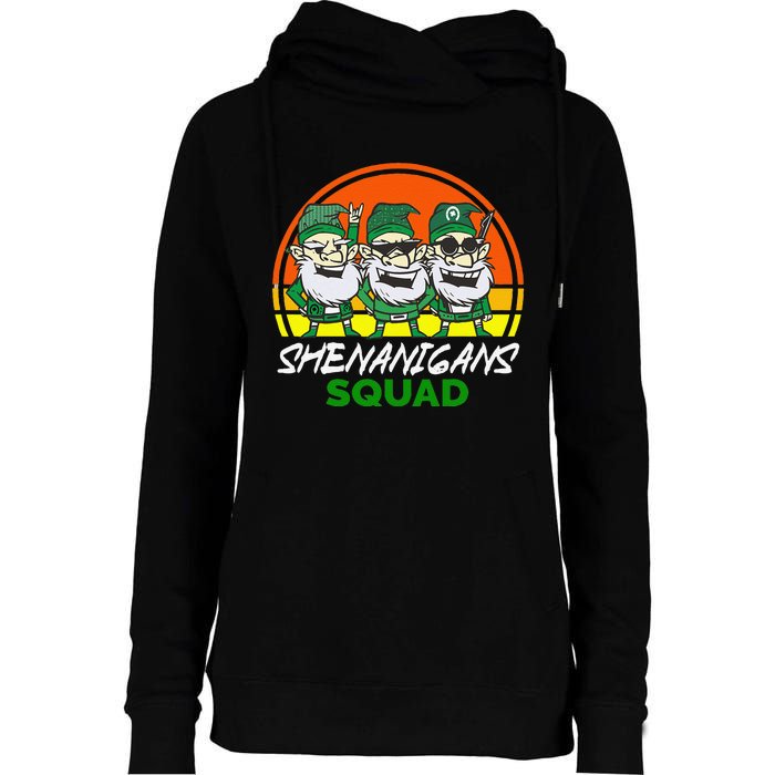 Shenanigans Squad Funny Gnomes st patrick green irish Womens Funnel Neck Pullover Hood