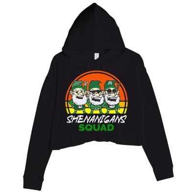 Shenanigans Squad Funny Gnomes st patrick green irish Crop Fleece Hoodie