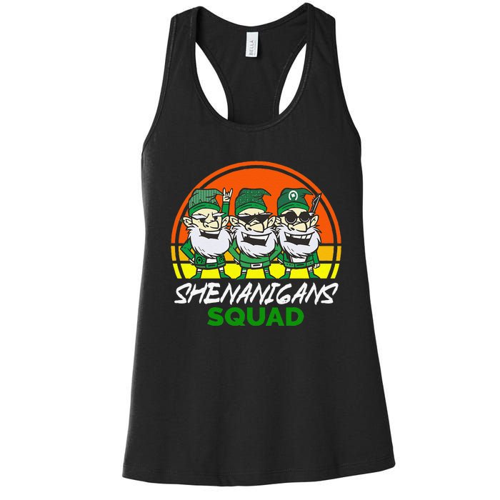 Shenanigans Squad Funny Gnomes st patrick green irish Women's Racerback Tank