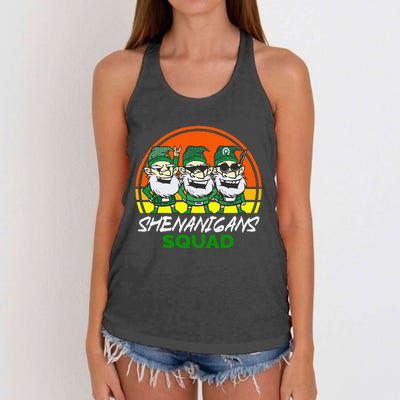 Shenanigans Squad Funny Gnomes st patrick green irish Women's Knotted Racerback Tank