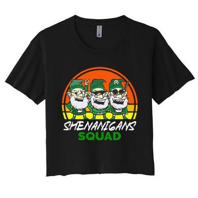 Shenanigans Squad Funny Gnomes st patrick green irish Women's Crop Top Tee