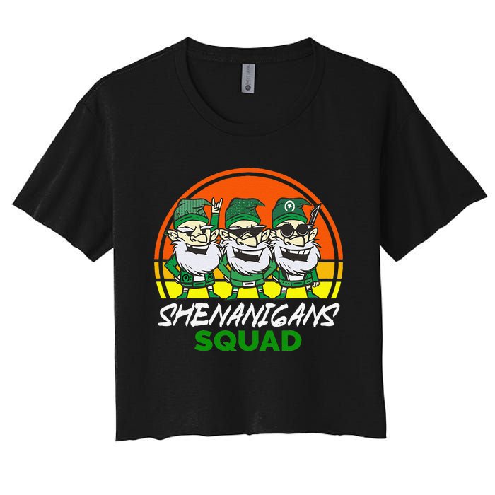 Shenanigans Squad Funny Gnomes st patrick green irish Women's Crop Top Tee