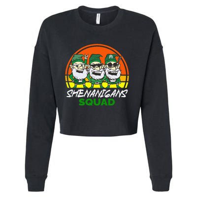 Shenanigans Squad Funny Gnomes st patrick green irish Cropped Pullover Crew