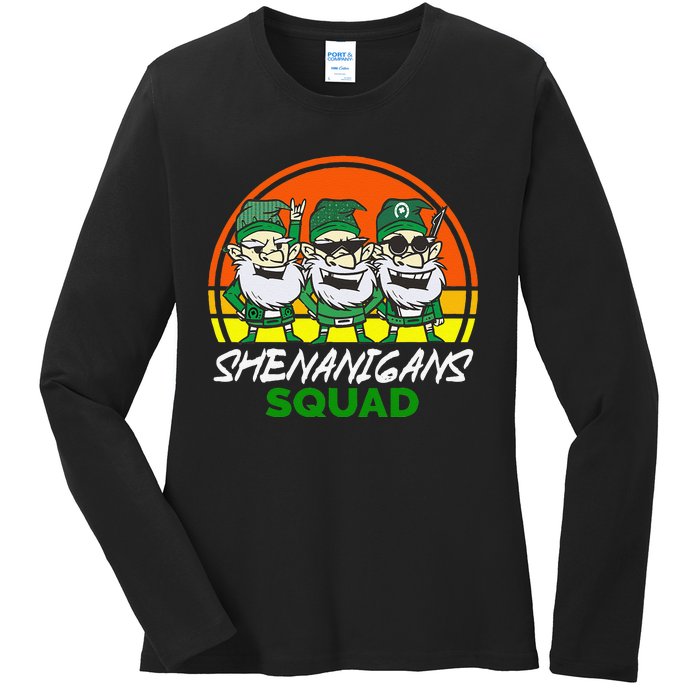 Shenanigans Squad Funny Gnomes st patrick green irish Ladies Long Sleeve Shirt