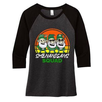 Shenanigans Squad Funny Gnomes st patrick green irish Women's Tri-Blend 3/4-Sleeve Raglan Shirt