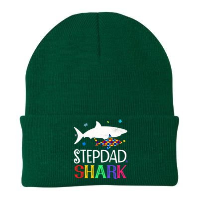 Stepdad Shark Family Cool Autism Awareness Gift Knit Cap Winter Beanie