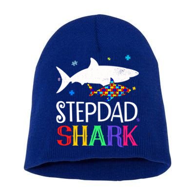 Stepdad Shark Family Cool Autism Awareness Gift Short Acrylic Beanie