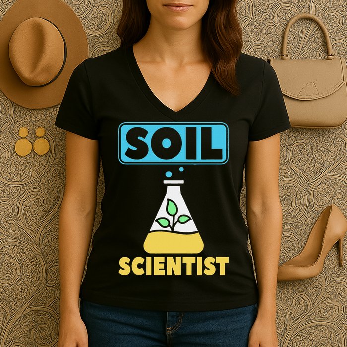 Soil Scientist Farmer Soil Science Agriculturists Funny Gift Women's V-Neck T-Shirt
