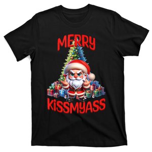 Snarky Santa Funny Merry Kissmyass Christmas Graphic Tank Top T-Shirt