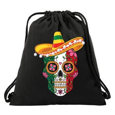 SUGAR SKULL FUNNY CINCO DE MAYO T Drawstring Bag