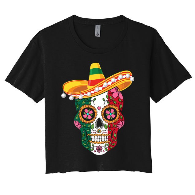 SUGAR SKULL FUNNY CINCO DE MAYO T Crop Top