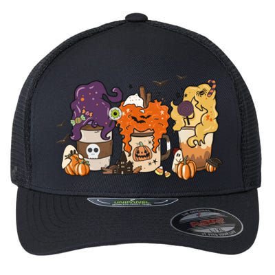 Spooky Season Fall Coffee Horror Movie And Coffee Halloween Gift Flexfit Unipanel Trucker Cap