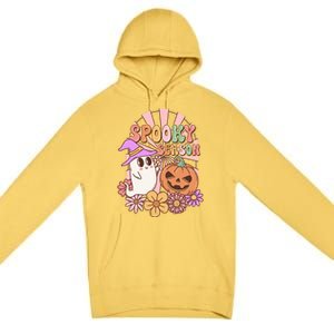 Spooky Season Floral Retro Groovy Halloween Ghost Costume Meaningful Gift Premium Pullover Hoodie