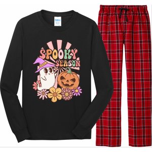 Spooky Season Floral Retro Groovy Halloween Ghost Costume Meaningful Gift Long Sleeve Pajama Set