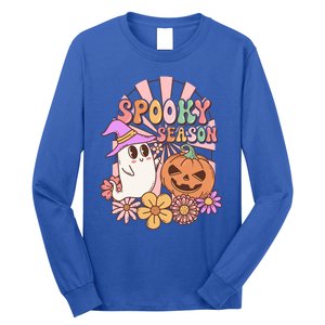 Spooky Season Floral Retro Groovy Halloween Ghost Costume Meaningful Gift Long Sleeve Shirt