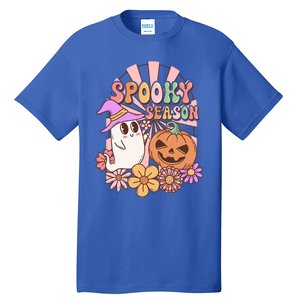 Spooky Season Floral Retro Groovy Halloween Ghost Costume Meaningful Gift Tall T-Shirt