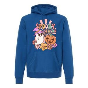 Spooky Season Floral Retro Groovy Halloween Ghost Costume Meaningful Gift Premium Hoodie