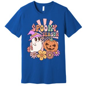 Spooky Season Floral Retro Groovy Halloween Ghost Costume Meaningful Gift Premium T-Shirt