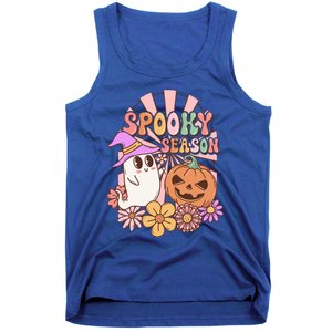 Spooky Season Floral Retro Groovy Halloween Ghost Costume Meaningful Gift Tank Top