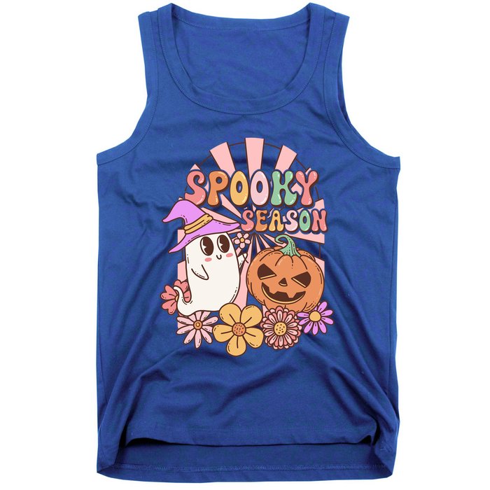 Spooky Season Floral Retro Groovy Halloween Ghost Costume Meaningful Gift Tank Top