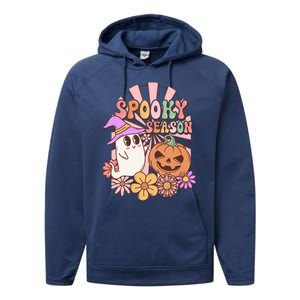 Spooky Season Floral Retro Groovy Halloween Ghost Costume Meaningful Gift Performance Fleece Hoodie