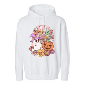 Spooky Season Floral Retro Groovy Halloween Ghost Costume Meaningful Gift Garment-Dyed Fleece Hoodie