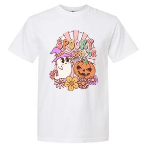 Spooky Season Floral Retro Groovy Halloween Ghost Costume Meaningful Gift Garment-Dyed Heavyweight T-Shirt