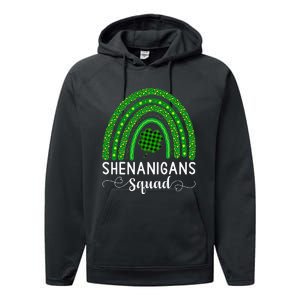 Shenanigans Squad Funny St Patricks Day Shamrock Performance Fleece Hoodie