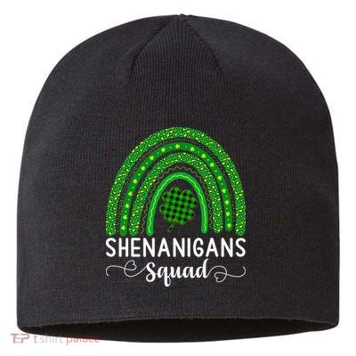 Shenanigans Squad Funny St Patricks Day Shamrock Sustainable Beanie