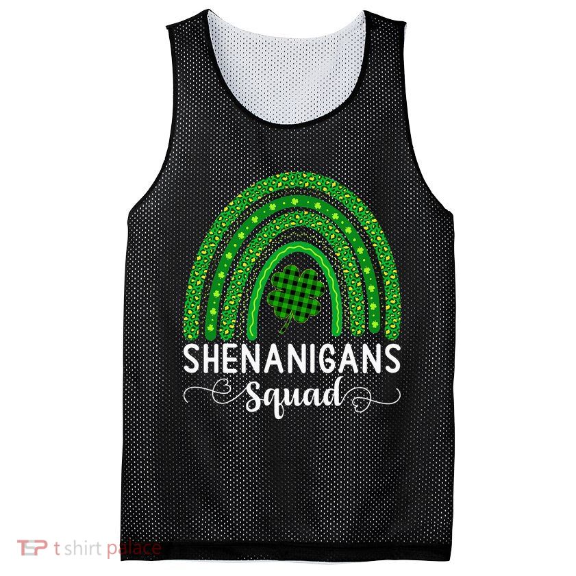 Shenanigans Squad Funny St Patricks Day Shamrock Mesh Reversible Basketball Jersey Tank