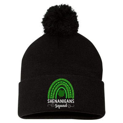 Shenanigans Squad Funny St Patricks Day Shamrock Pom Pom 12in Knit Beanie