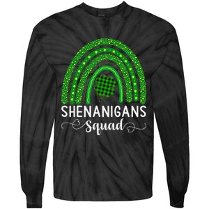 Shenanigans Squad Funny St Patricks Day Shamrock Tie-Dye Long Sleeve Shirt