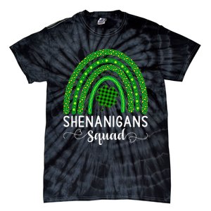 Shenanigans Squad Funny St Patricks Day Shamrock Tie-Dye T-Shirt