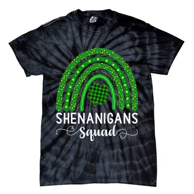 Shenanigans Squad Funny St Patricks Day Shamrock Tie-Dye T-Shirt