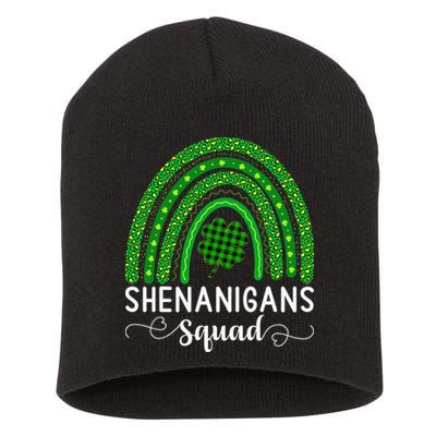 Shenanigans Squad Funny St Patricks Day Shamrock Short Acrylic Beanie