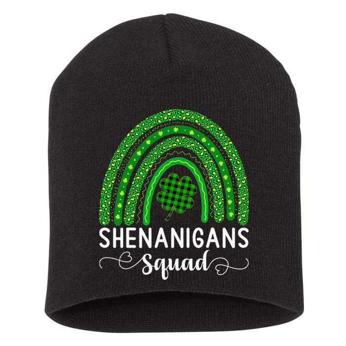 Shenanigans Squad Funny St Patricks Day Shamrock Short Acrylic Beanie