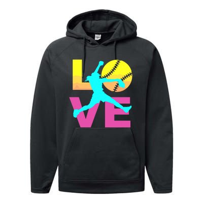 Softball Shirts For Girl Love Performance Fleece Hoodie