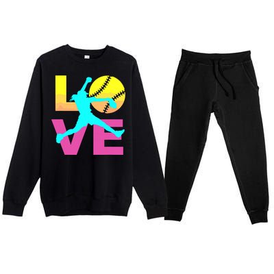 Softball Shirts For Girl Love Premium Crewneck Sweatsuit Set