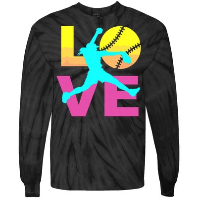 Softball Shirts For Girl Love Tie-Dye Long Sleeve Shirt