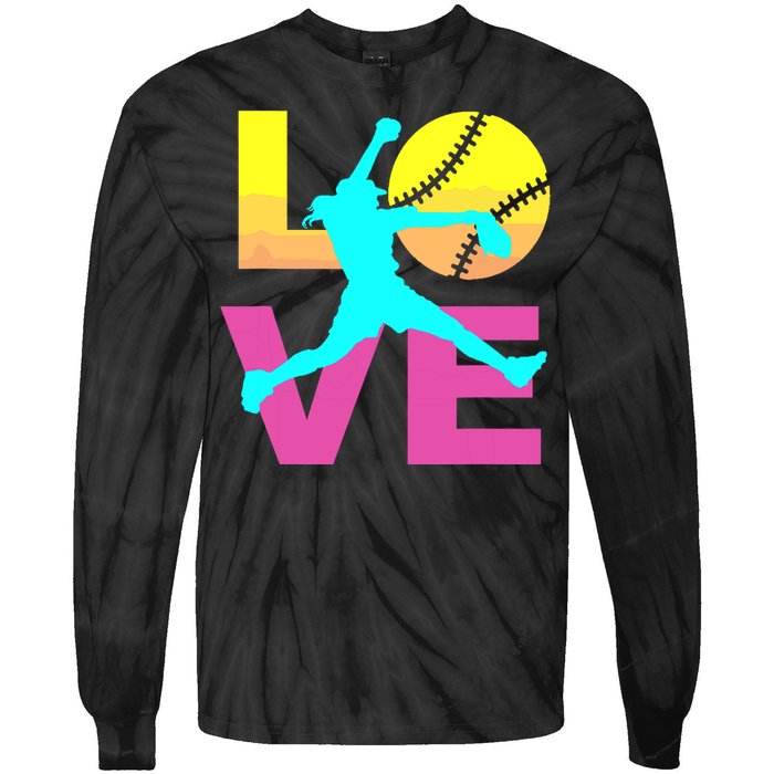 Softball Shirts For Girl Love Tie-Dye Long Sleeve Shirt