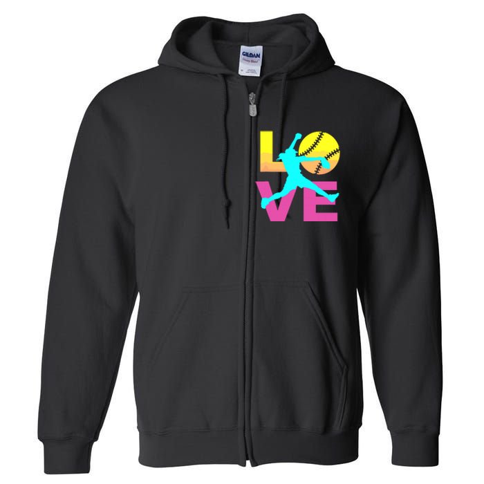 Softball Shirts For Girl Love Full Zip Hoodie